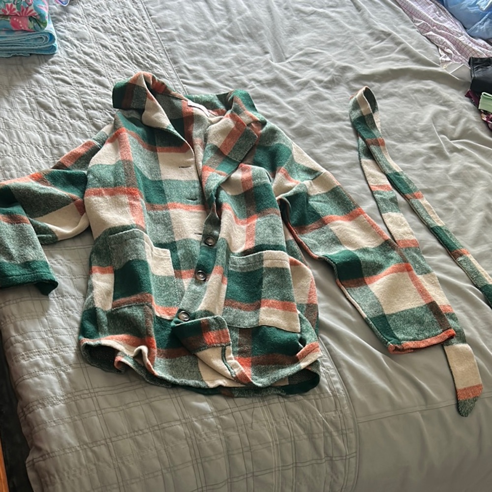 Plaid Green and Cream Women's Jacket